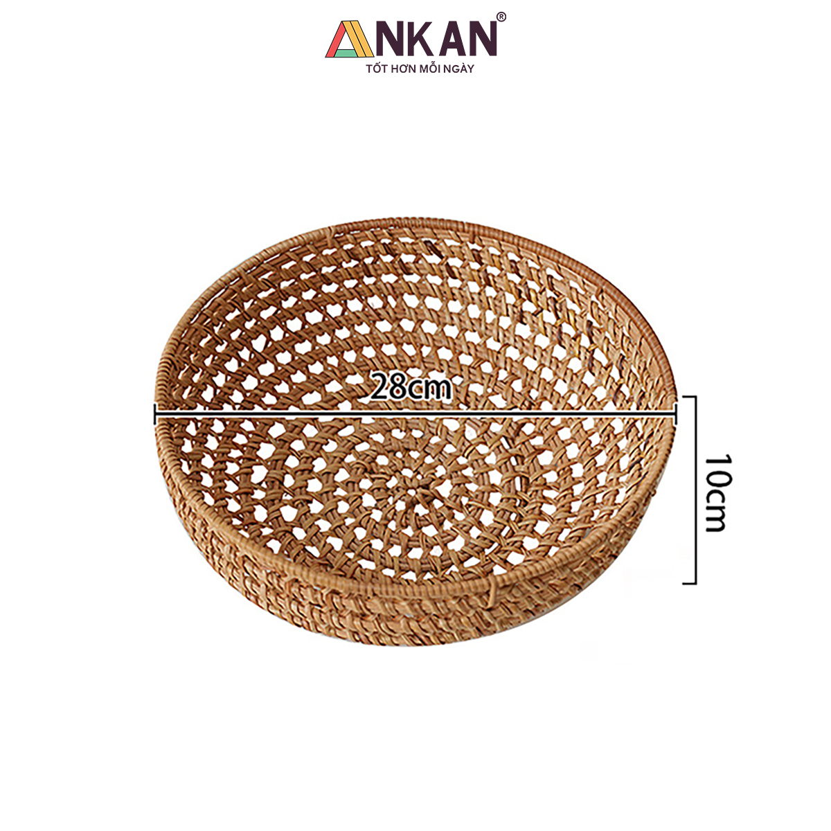 Khay Rổ Mây Tre Đan ANKAN – Đựng Trái Cây, Bánh Kẹo, Đồ Khô, Decor Nhà Ăn &amp; Phòng Khách – Thủ Công Việt Nam