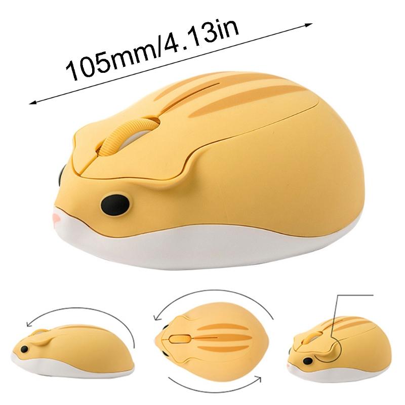 57EC Chuột Quang Không Dây 2.4G Wireless Dễ Thương Hamster Hoạt Hình Chuột Máy Tính Công Thái Mini 3D