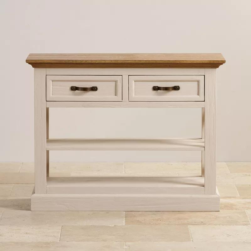 Bàn Console 2 Ngăn Kéo Seychelles Gỗ Sồi Ibie LTO2SEYO - Trắng (100 x 42 cm)