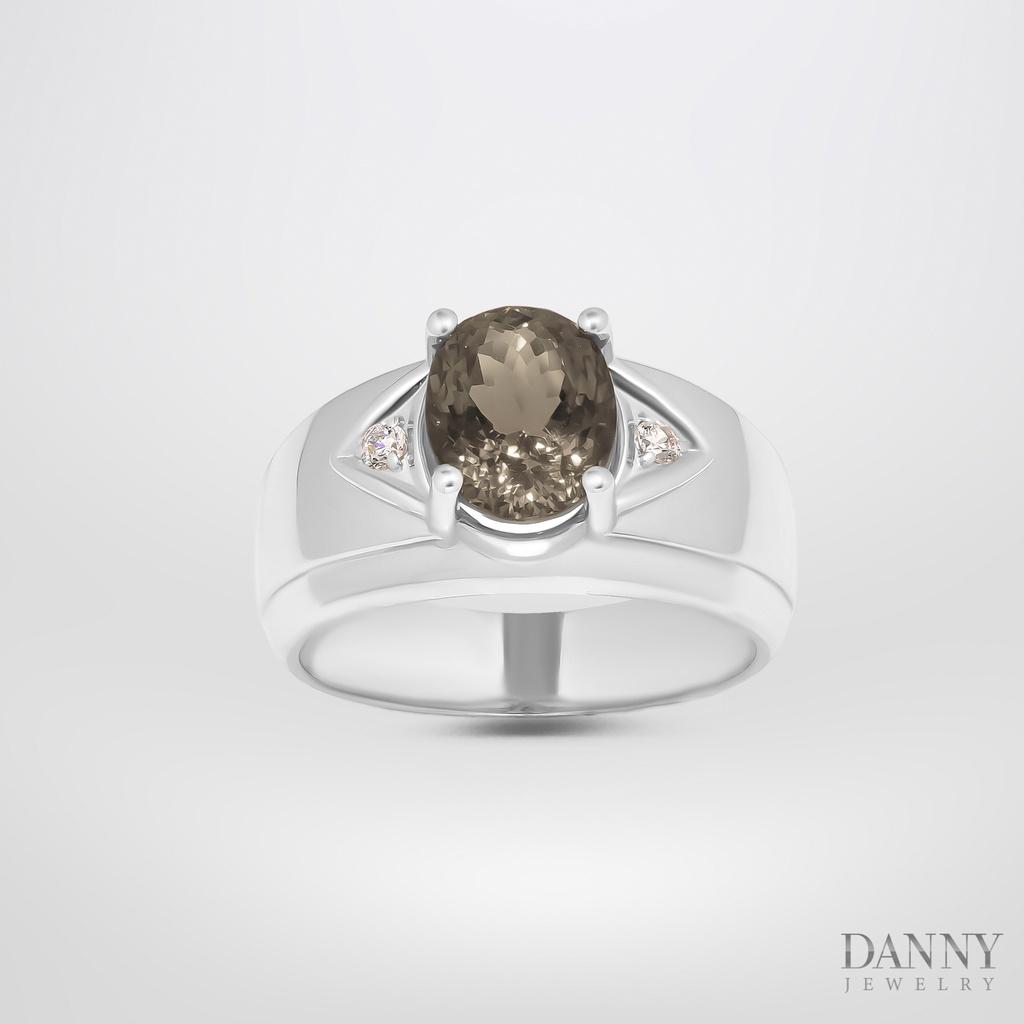 Nhẫn Nam Danny Jewelry Bạc 925 Đá Citrine/Smoky Quartz Xi Rhodium HNN004