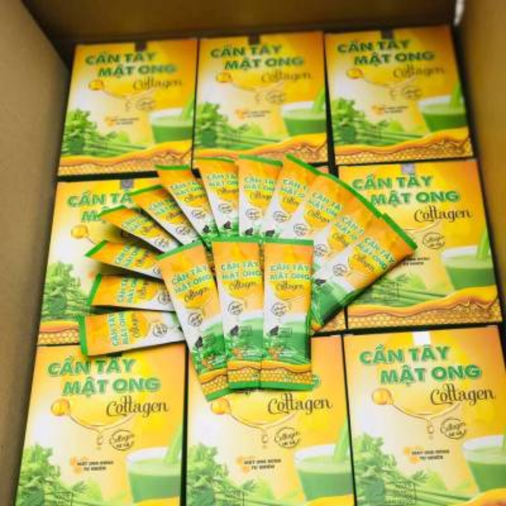 Bột Cần Tây Mật Ong Collagen 100% Tươi Sạch Công Nghệ Sấy Lạnh Hàn Quốc Hộp 15 Gói Tiện Dụng - Giúp Giảm Cân, Thanh Lọc Cơ Thể