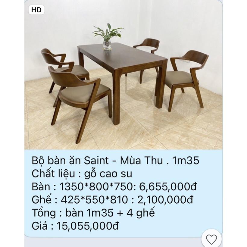Bộ bàn ăn 4 ghế Saint - AS4G135W