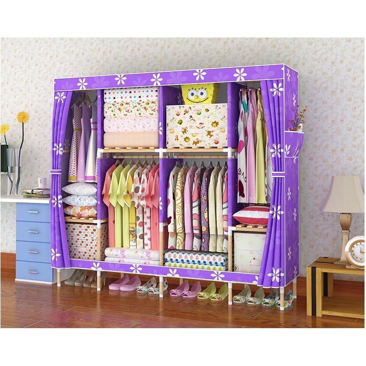 Tủ vải khung Gỗ 4 buồng cực lớn 170*170*45