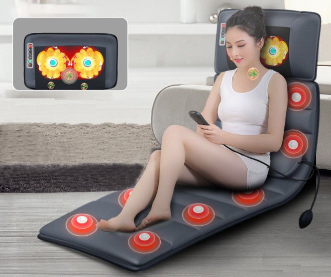 Đệm Massage Toàn Thân SK002 , Có Hồng Ngoại Tăng Hiệu Qủa Massgae - Phiên bản cao câp với bộ điều khiển tiếng anh