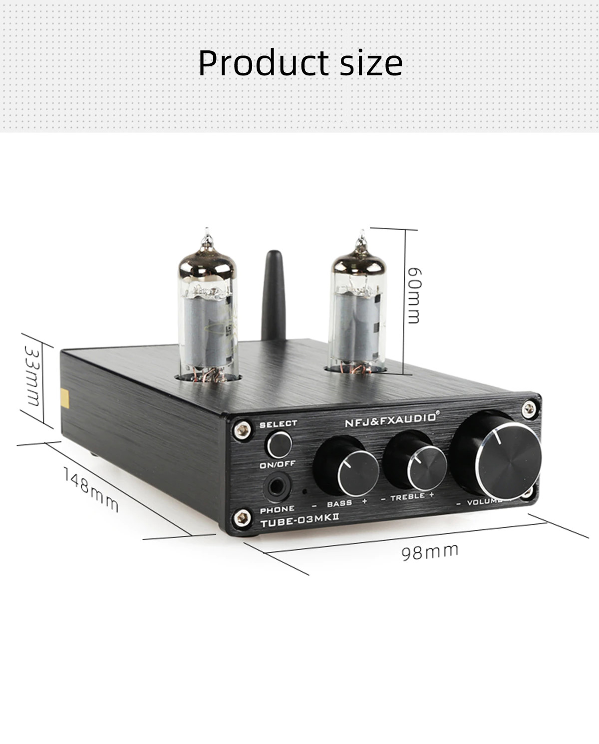 Bộ Preamplifier FX-AUDIO TUBE-03 MKII Bản Nâng Cấp Dùng Bóng 6K4 Chipset ESS9023 Công Nghệ Bluetooth 5.0 HIFI Audio Treble Bass Adjustment Pre-amps DC12V - Hàng Chính Hãng