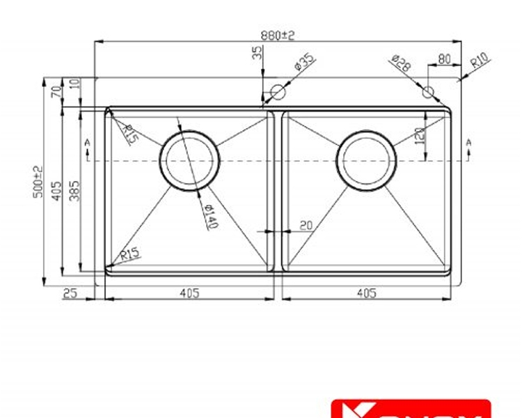 Chậu rửa chén Konox Workstation Sink – Topmount Sink KN8850TD - Hàng Chính Hãng