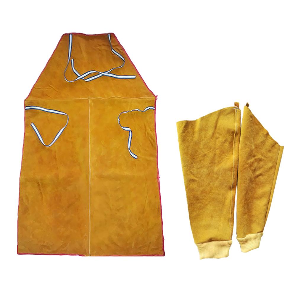 Welder Apron Welding Apparel Heat Insulation Flame Resistant with Sleeves