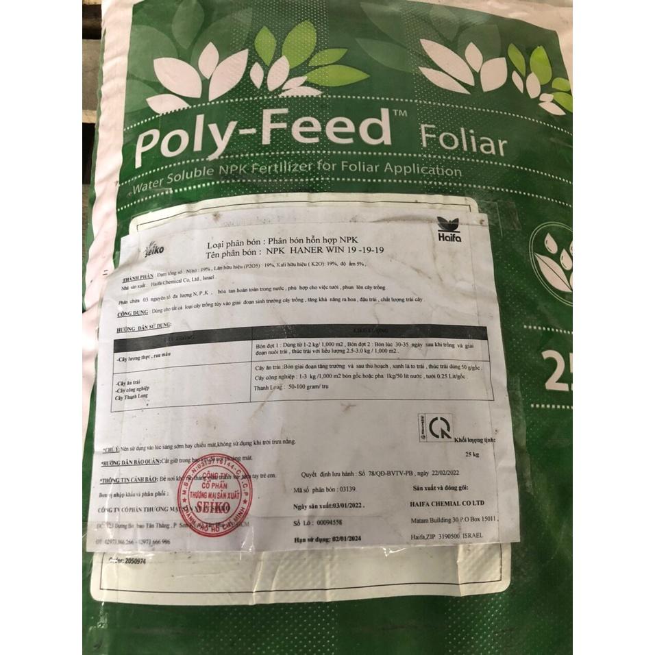 Phân bón lá tưới nhỏ giọt HAIFA Poly-feed 19-19-19 dưỡng cây-ra rễ-đâm chồi-xanh lá-kích thích ra hoa, đậu trái, lớn quả