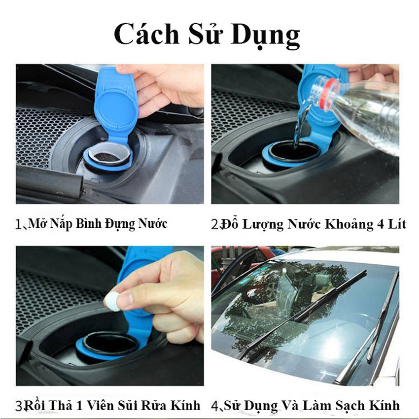 Viên Sủi Rửa Kính Đa Năng, Tiện Lợi, Viên Sủi Rửa Kính Lái Ôtô, Sử Dụng Dễ Dàng, An Toàn Cho Sức Khỏe