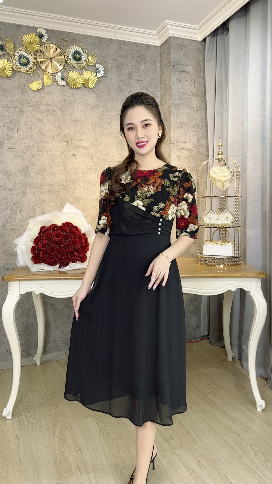Đầm Trung Niên [ Linh Trà ] (TM 1123) Trẻ Trung Thiết Kế Trang Nhã Thanh Lịch Bigsize Đi Làm Đi Tiệc Cho Bà Cho Mẹ U50
