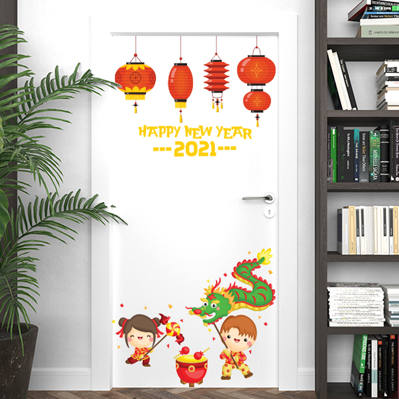 Decal Dán Trang Trí Phòng | Tranh Dán Tường Chủ Đề Trẻ Em Vui Chơi Ngày Tết