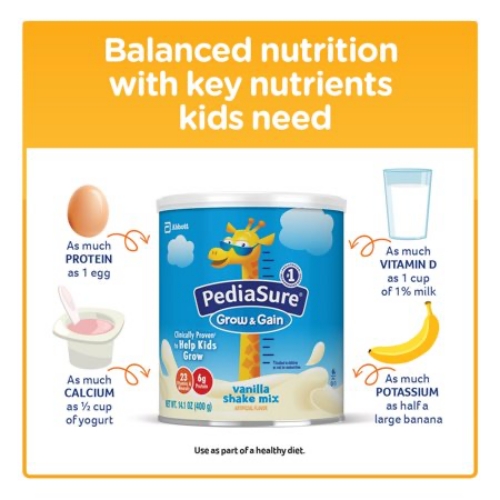 Sữa bột dinh dưỡng PediaSure Grow & Gain  hương Vani 400gr (Mẫu mới - Non-GMO)