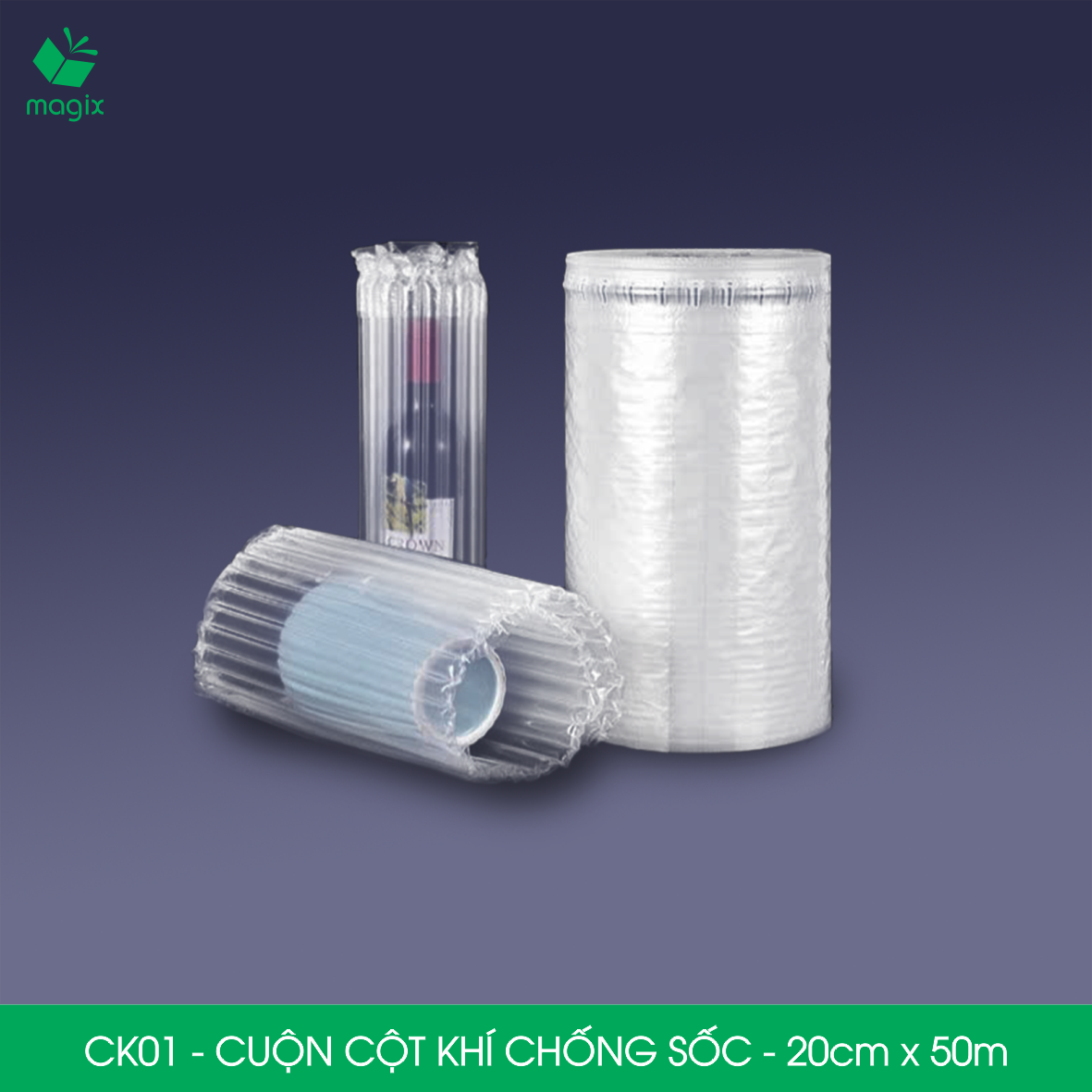 Cuộn cột khí chống sốc - 20cm x 50m - Xốp hơi, đệm hơi đóng gói hàng dễ vỡ - CK01
