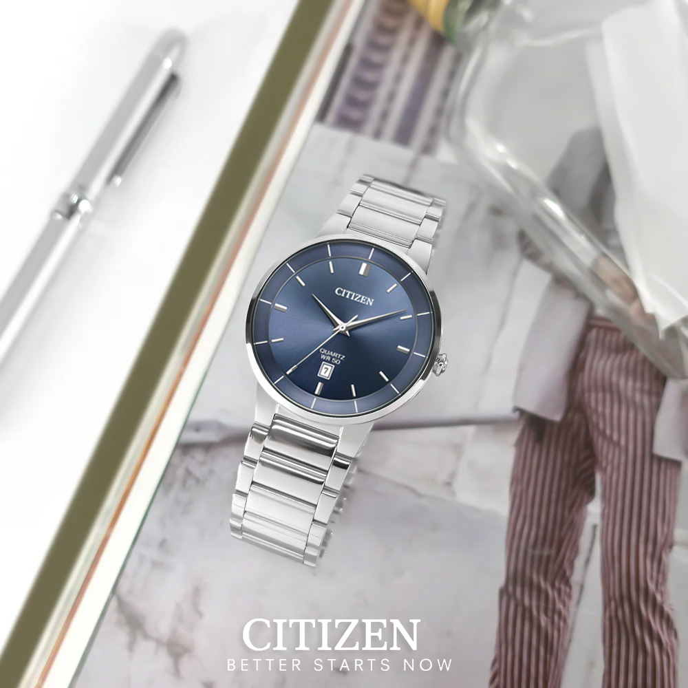 Đồng Hồ Nam Citizen Dây Thép Không Gỉ BI5120-51L - Mặt Xanh