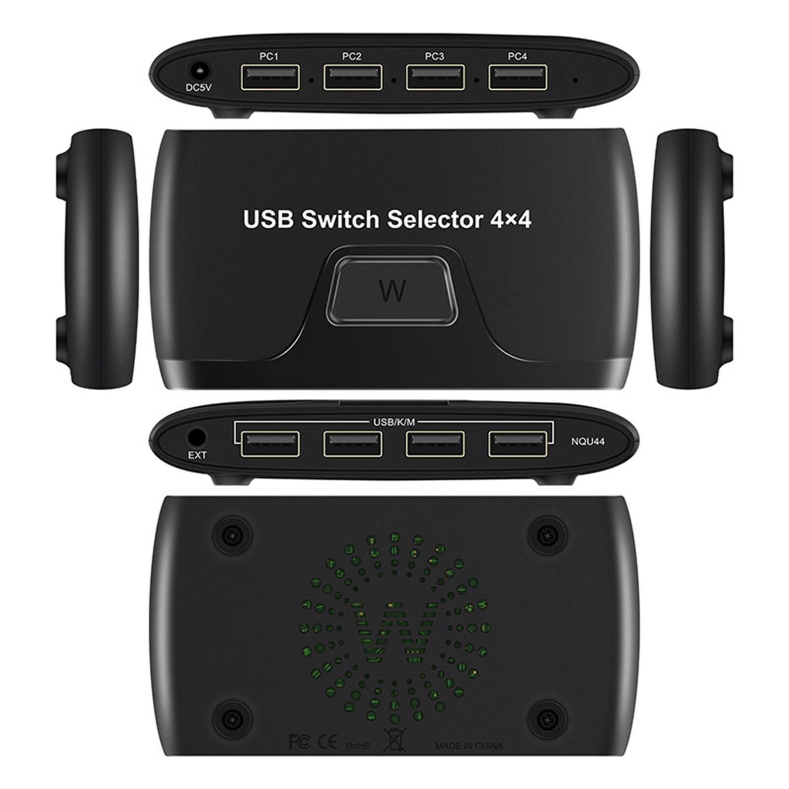 KVM Switch Box 4 Port for PC Sharing Portable Professional for Keyboard