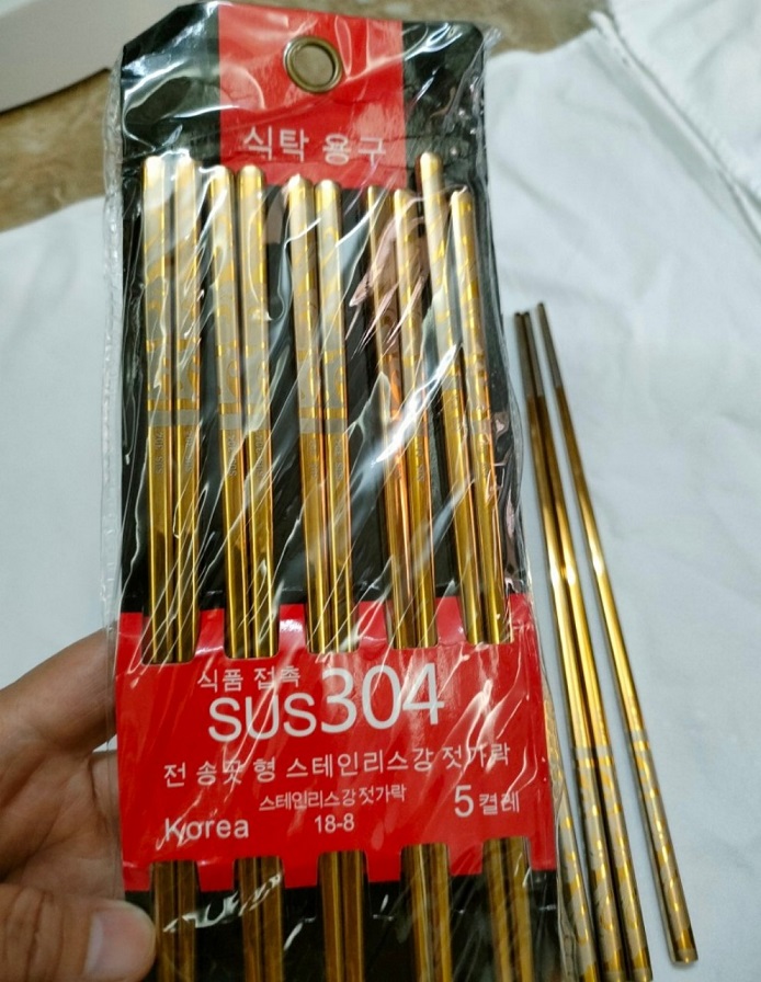 Set 5 Thìa + 5 đôi Đũa inox 304 vàng hàng đẹp