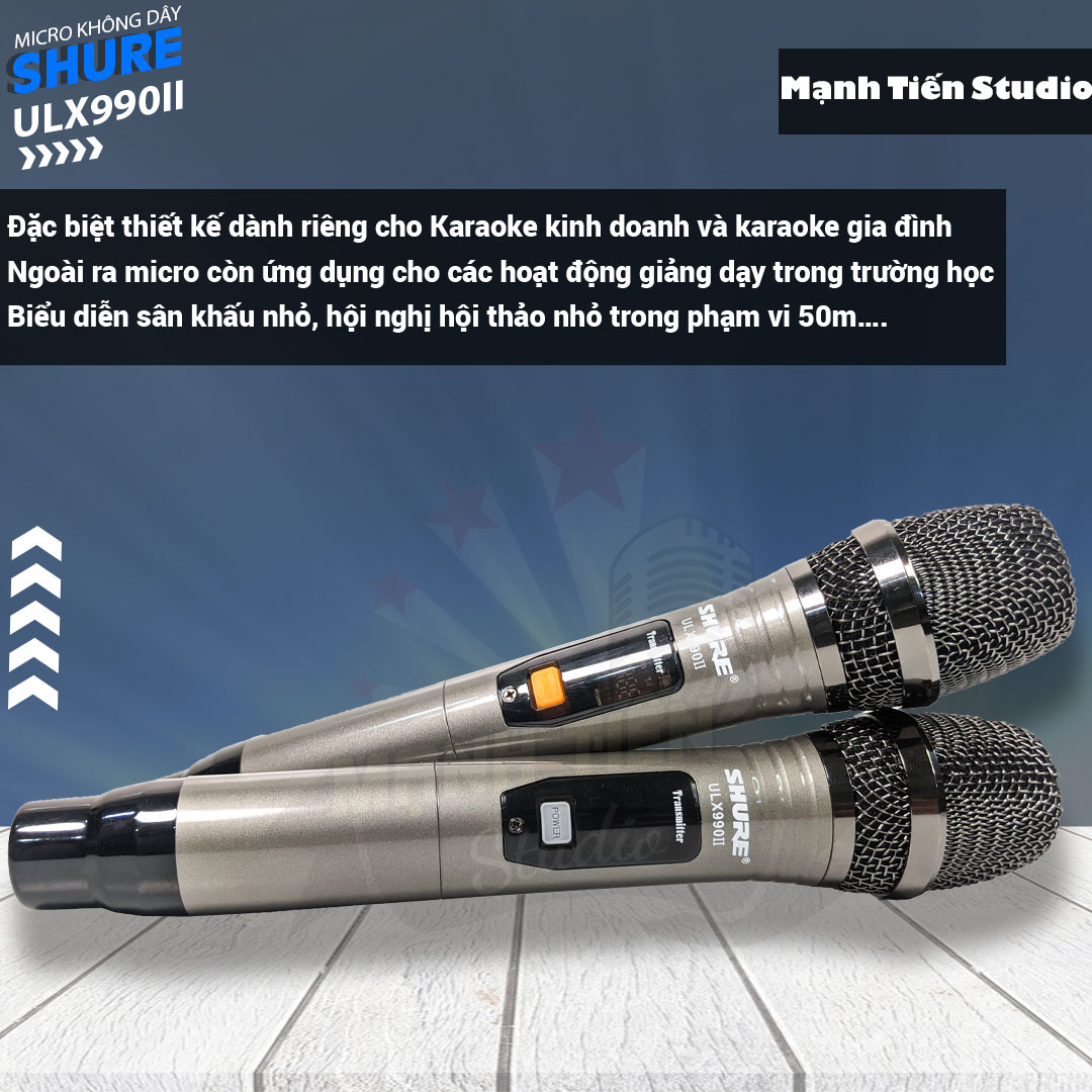 Micro không dây Shure ULX990II - Mic karaoke gia đình, sân khấu - Độ nhạy cao, bắt sóng xa, chống hú rít - Thiết kế sang trọng, bắt mắt -  Dễ dàng phối ghép với các thiết bị âm thanh khác - Hàng nhập khẩu loại I