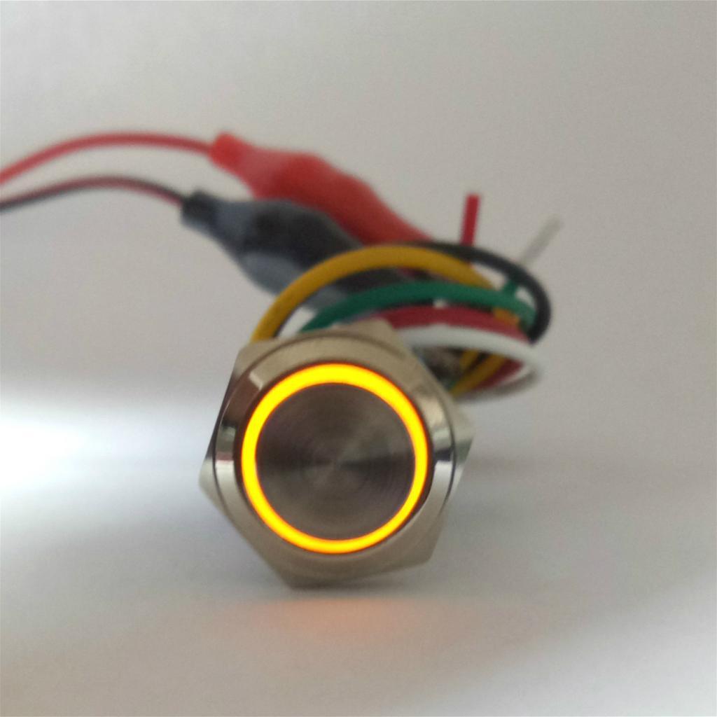 3-6V LED 16mm Momentary Push Button Switch IP65 with Wire Connector Yellow