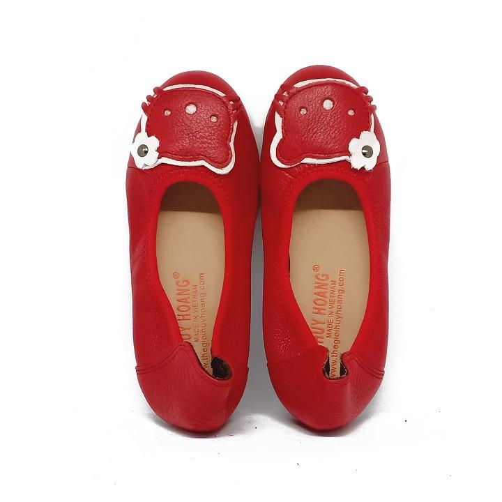 Giày trẻ em nữ Huy Hoàng da bò màu đỏ HT7861