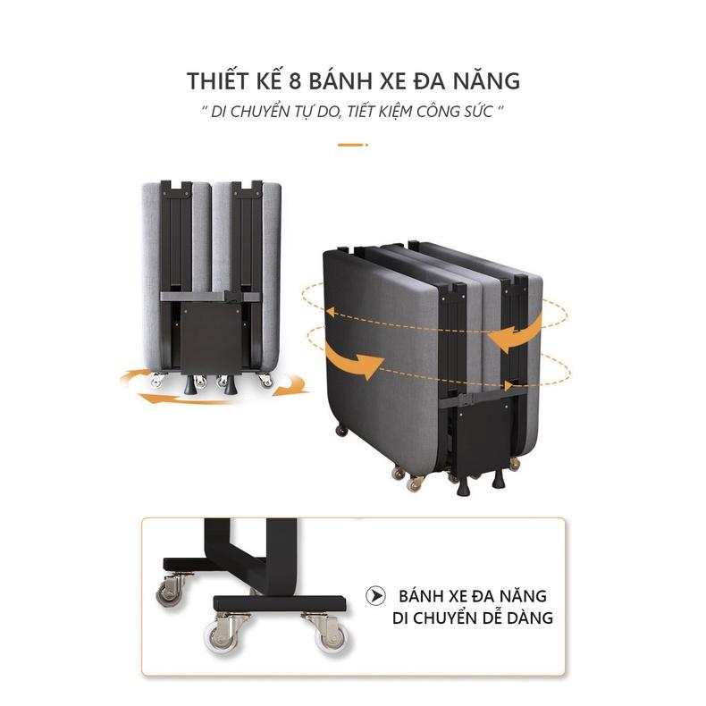 Giường gấp ngủ trưa văn phòng có bánh xe, Giường gấp gọn Sofa di động khung thép chắc chắn