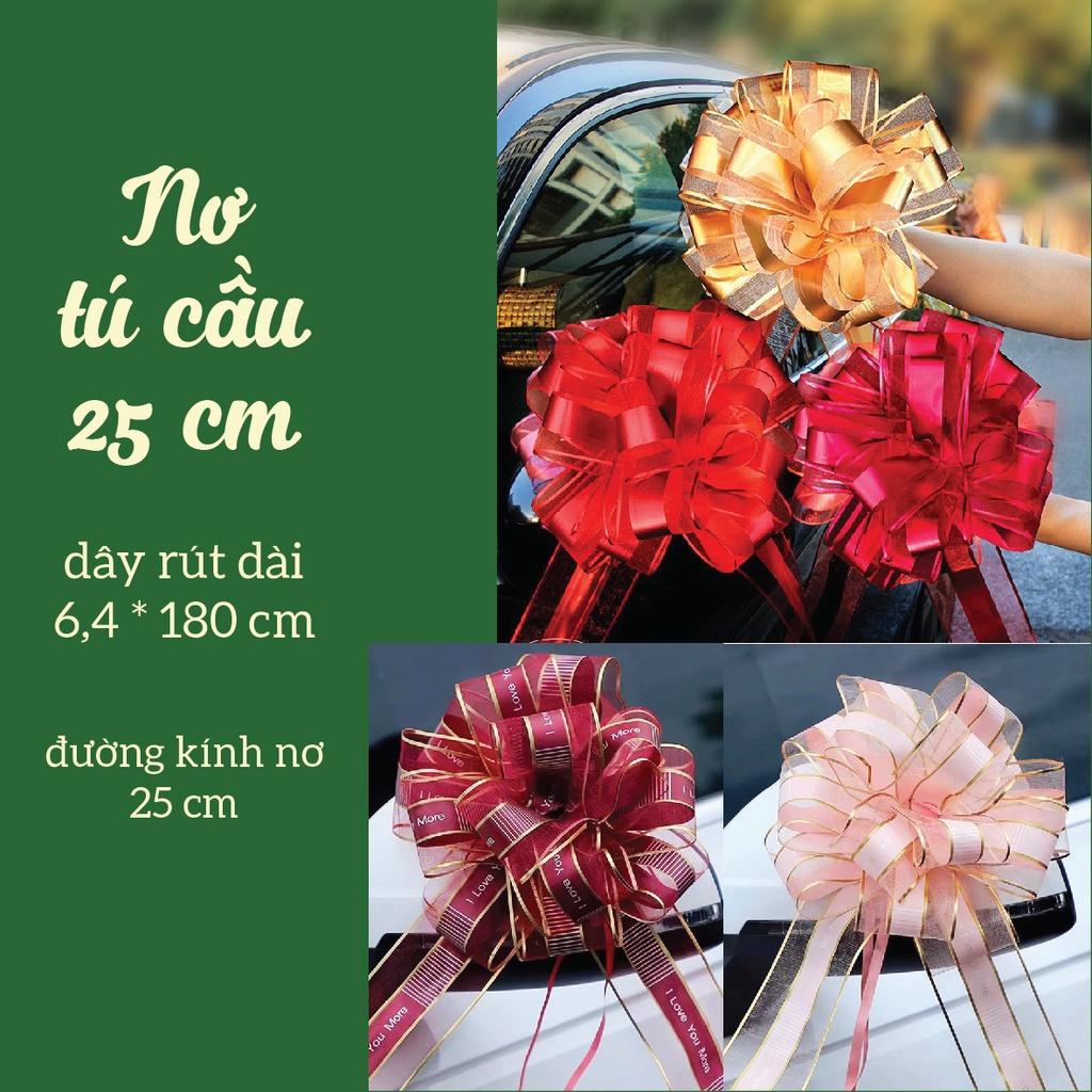 [MỚI VỀ] 10 Nơ tú cầu lớn 25cm voan viền đồng nhiều màu 6.4x180 cm