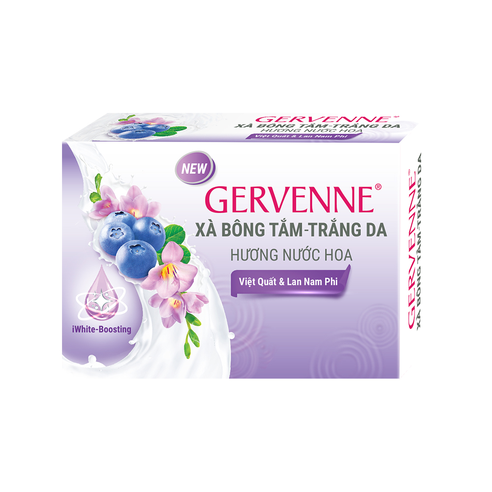 Gervenne Xà bông tắm trắng da hương nước hoa Việt Quất &amp; Lan Nam Phi 90g