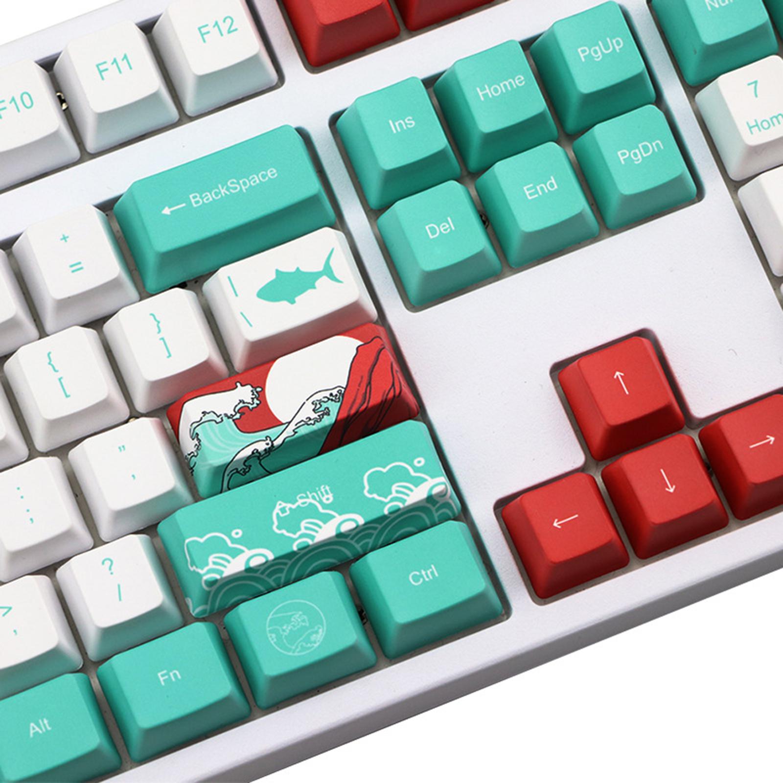 Coral Sea Ukiyo-e DYE-SUB PBT Keycaps for Most Mechanical Keyboards English