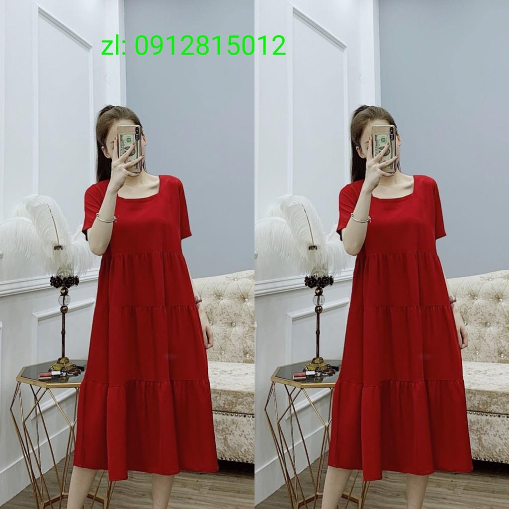 Váy bầu xinh Mùa Hè, dáng suông cho mẹ bầu mặc đi làm đi chơi freesize 48-73kg