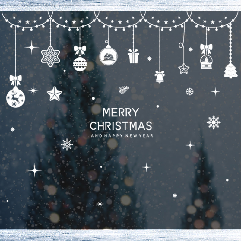 Decal trang trí Noel hít tĩnh điện - Rèm phụ kiện mini trắng