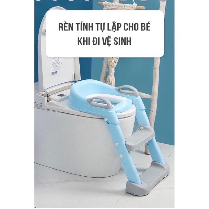 Thang Bô Vệ Sinh Cho Bé,Cao Cấp Thế Hệ Mới Dùng Cho Bé Trai Và Bé Gái,Có Tay Vịn,Tựa Lưng,Đệm Ngồi Êm Ái