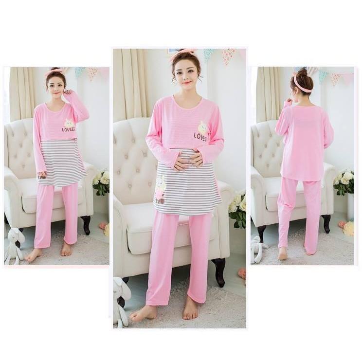 Bộ bầu dài tay mặc nhà cho con bú