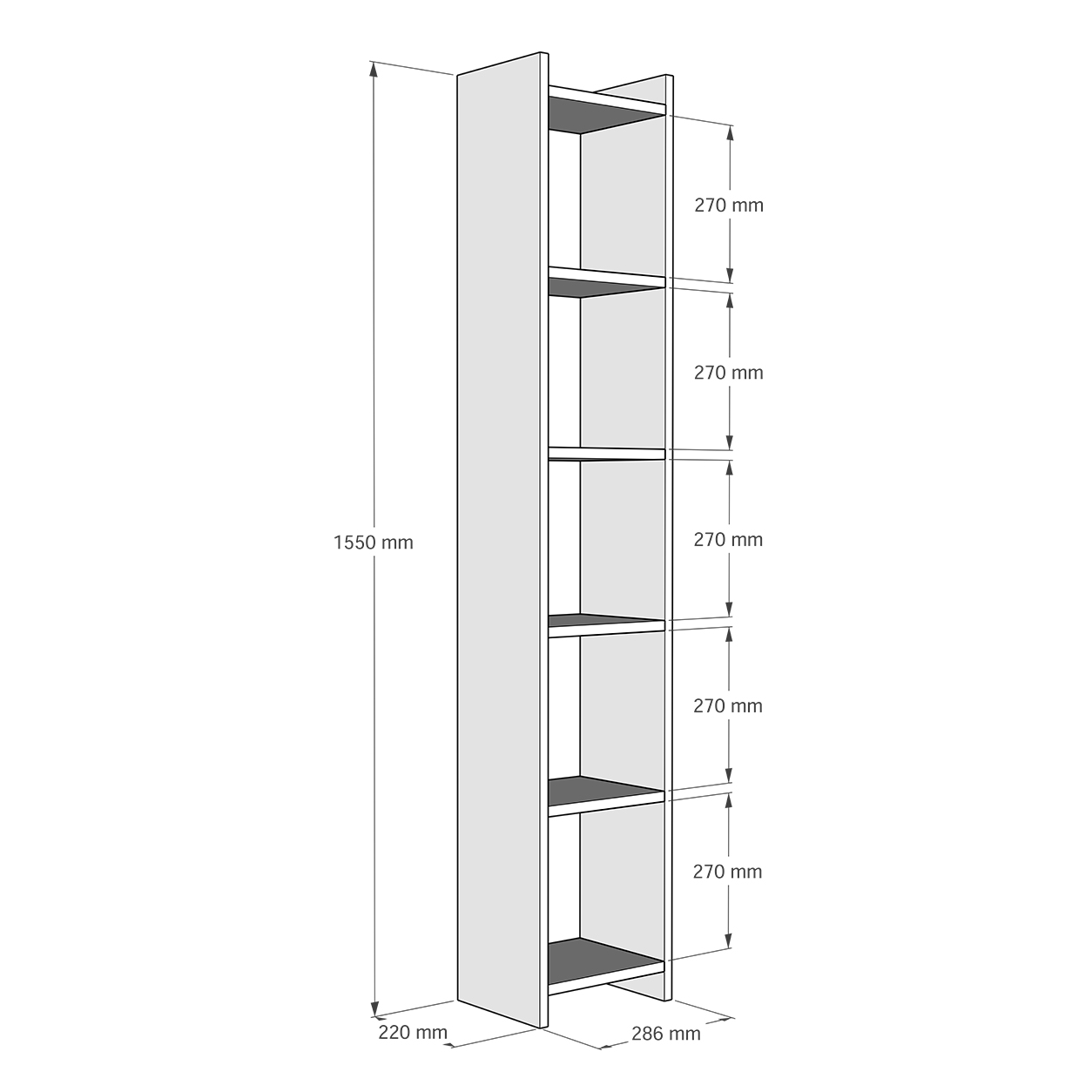 Kệ Sách Gỗ Để Sàn Phòng Khách SIB Decor Gỗ Chống Ẩm, Kèm Pát Chống Đổ Kệ An Toàn Kích Thước 155 x 28,6 x 22cm