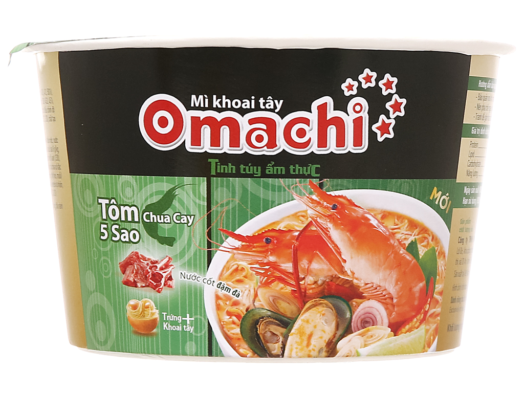 Thùng 12 hộp mì khoai tây Omachi tôm chua cay 5 sao 90g