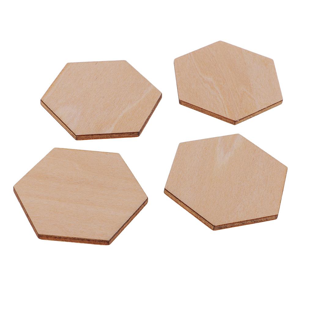 Hexagon Shaped Wooden Embellishments Shapes for Craft Decor DIY