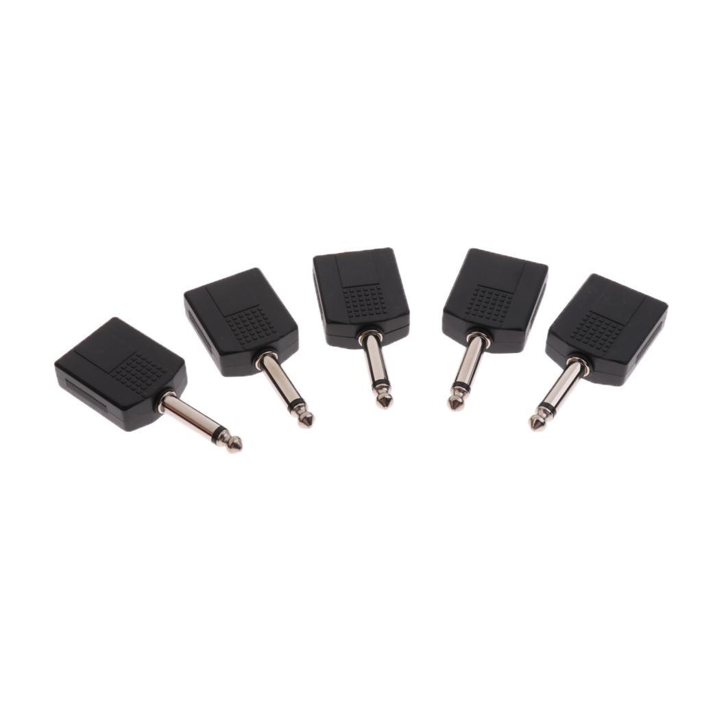 5Pcs 6.5mm/6.35mm Male to 2 Female Audio Adapter Y Splitter