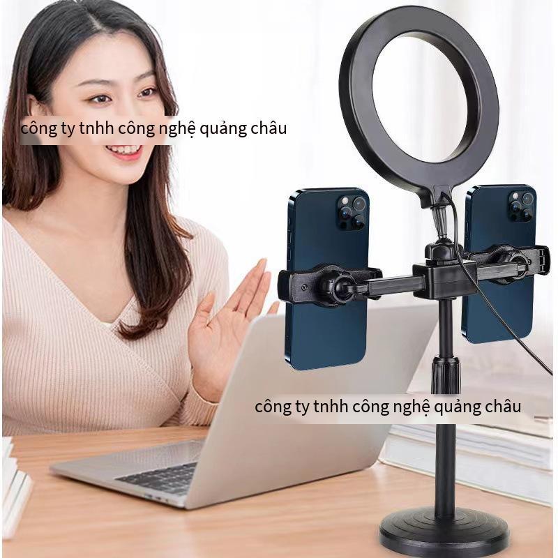 Đèn LED vòng 6 inch trực tiếp dành cho máy tính để bàn kiểu dáng mới nhất, bộ đèn selfie làm đẹp làm đẹp, giá đỡ điện thoại di động, vị trí máy ảnh kép,