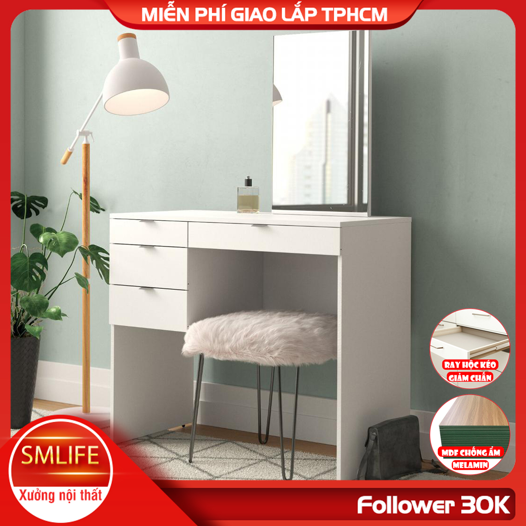 Bàn trang điểm gỗ hiện đại SMLIFE Miley | Gỗ MDF dày 17mm chống ẩm | D90xR45xC140cm