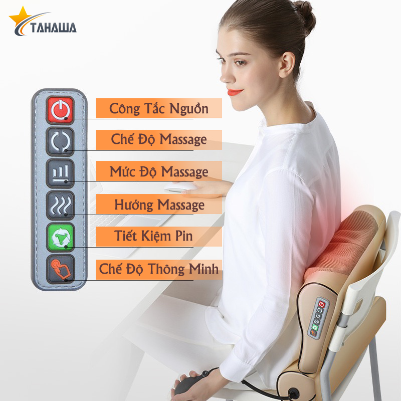 Gối Massage Đa Năng Tahawa TH-G22T là chiếc gối massage cổ vai gáy thư giãn đa năng, cao cấp mang lại nhiều tác dụng, là giải pháp hồi phục sức khoẻ nhanh chóng, lấy lại tinh thần thư giãn thoải mái