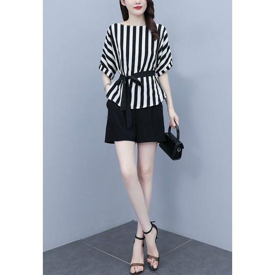 SET BỘ NGẮN ÁO SỌC FORM RỘNG