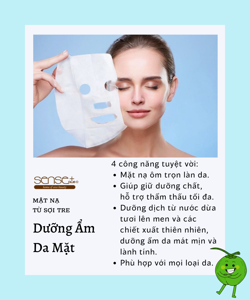 COMBO 3 MIẾNG - MẶT NẠ TỪ SỢI TRE DƯỠNG ẨM SENSE PLUS