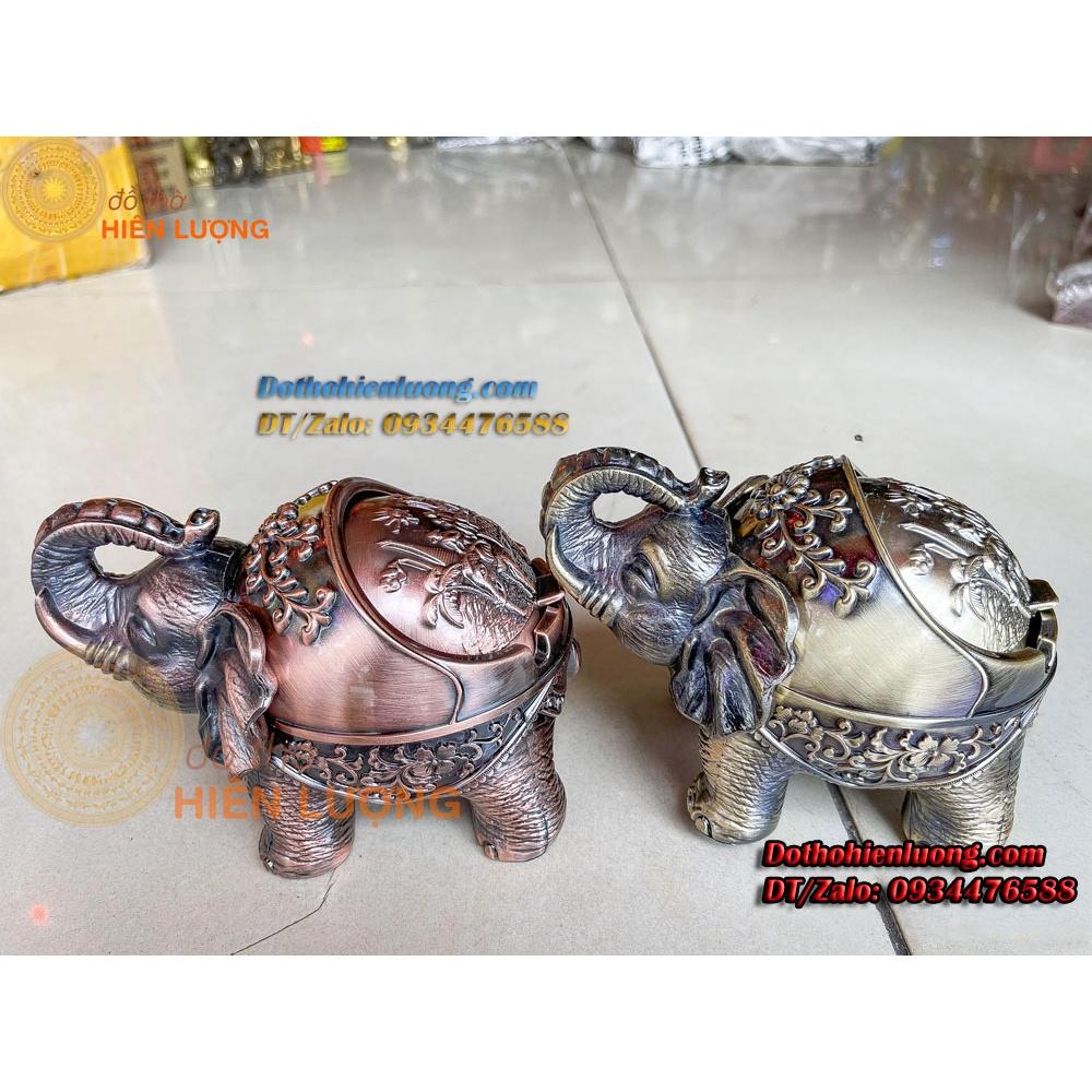 Gạt Tàn Voi Ôm Bằng Đồng Màu Vàng + Đỏ Đẹp Cao 11cm Để Trang Trí Phong Khách