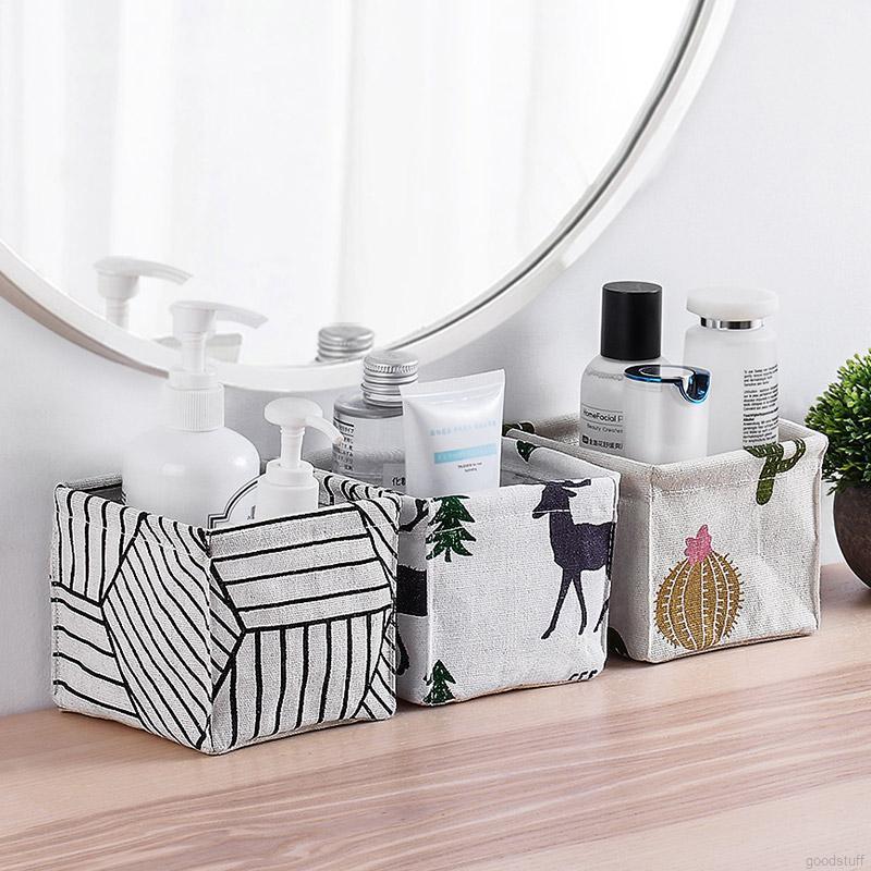 Túi Vải Lanh Cotton Họa Tiết Kẻ Sọc Đựng Đồ Tiện Dụng