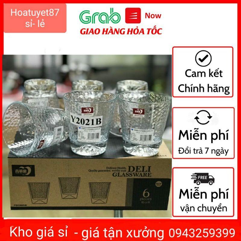 BỘ 6 CỐC THỦY TINH PHA LÊ VIỀN VÀNG Deli Chịu Nhiệt