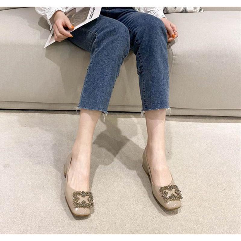 Giày Cao Gót 3 Phân Da Bóng Đính Mặt Vuông 73223_152642