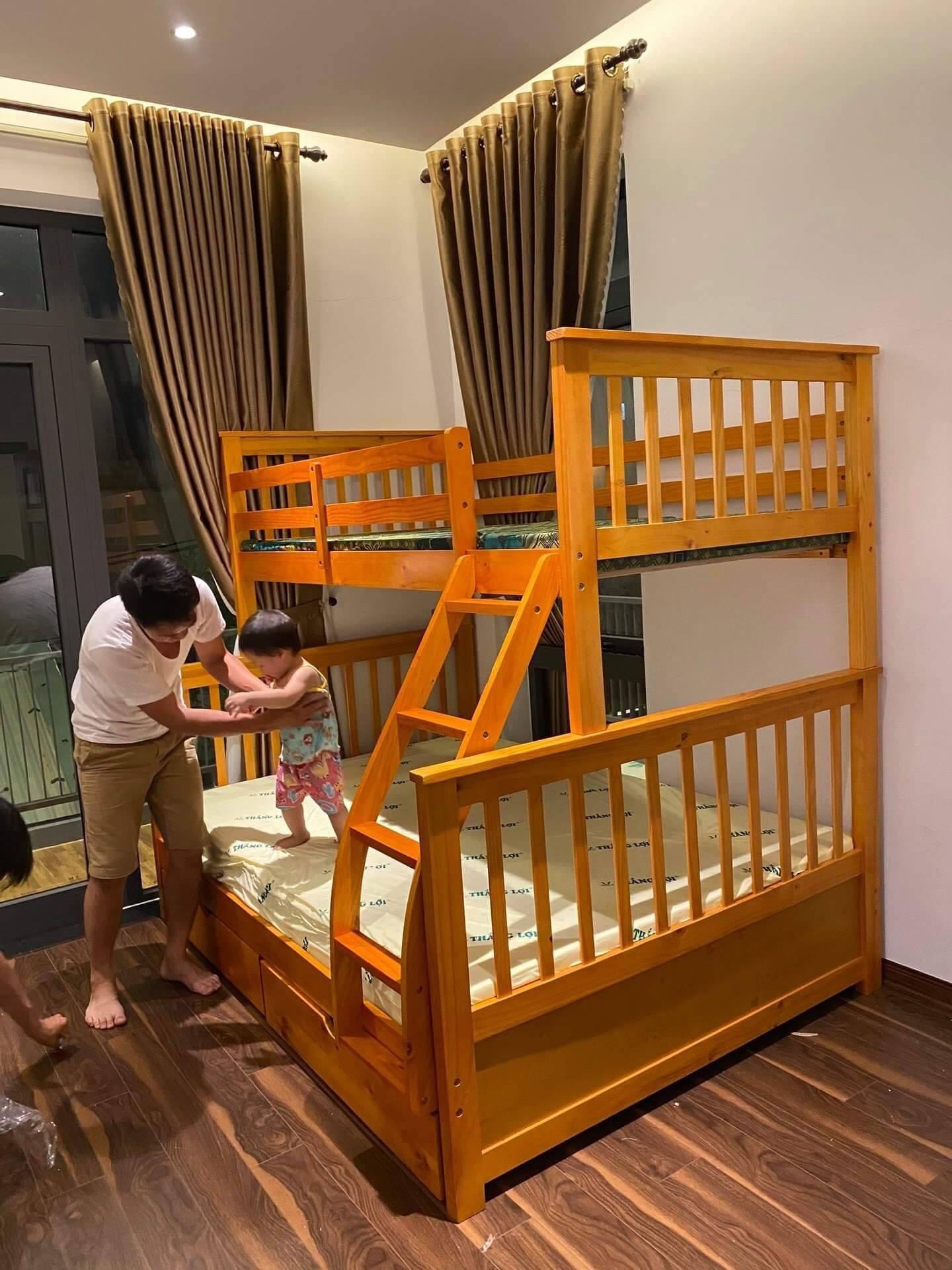 Giường 2 Tầng K.Bed 128 (Vàng Gỗ Tự Nhiên)