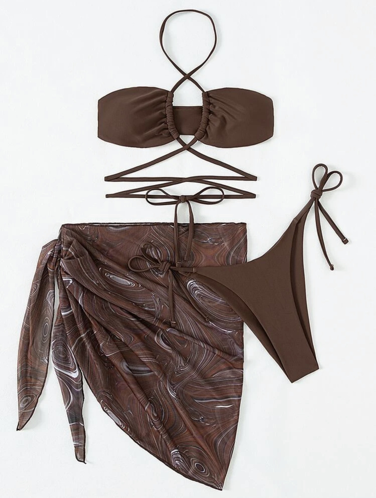 Bộ đồ bơi mới Sexy Velvet Vải co giãn đầy đủ ba mảnh
