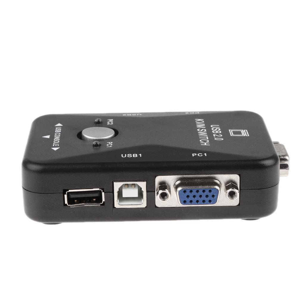 2-Port USB VGA KVM Switch Box for Mouse Keyboard Monitor Sharing Computer