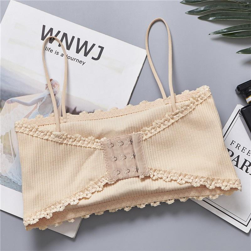 Áo Bra 2 Dây Gân Tăm Phối Ren, Đệm Mỏng, Mềm Mại Thoáng Mát - 636