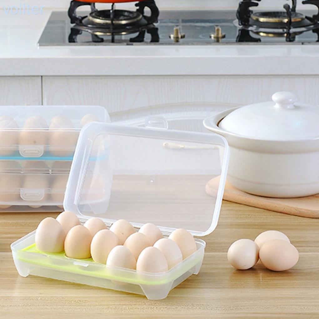 Hộp Nhựa Trong Suốt Đựng Trứng 15 Ô Chống Bể Thông Minh Có Nắp Đậy Tiện Lợi