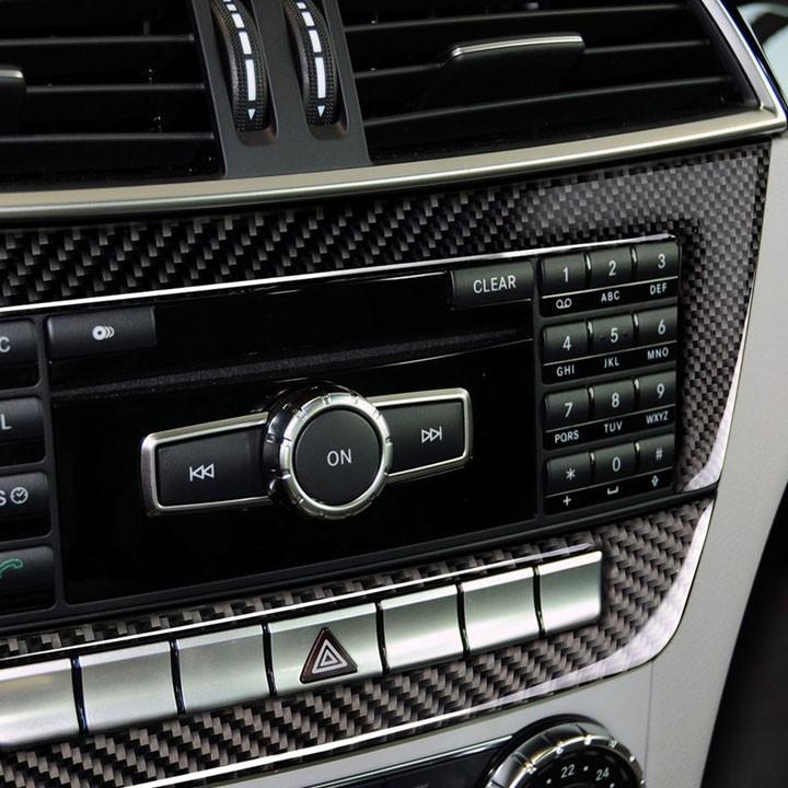 Bộ Miếng Dán Carbon Dán Trang Trí Viền Thanh Điều Khiển CD Và Điều Hòa Cho Xe Mercedes-Benz C-Class W204 C220 CDI C200 C